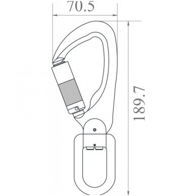 Ketvirčiu apsukimo fiksuojamas aliumininis pasukamas kablys su apkrovos indikatoriumi, angos plotis 17 mm 1